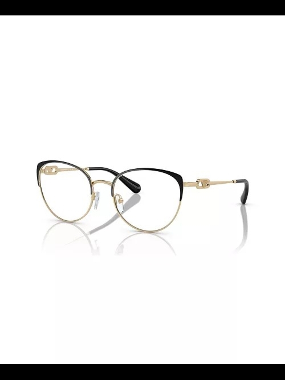 Emporio Armani Black and Gold Cat-Eye Optical Frames
